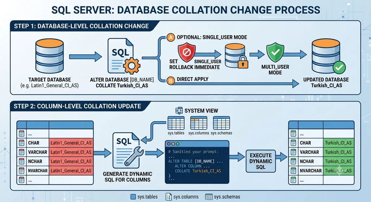 SQL Server'da Collation Değiştirme: Güvenli Adım Adım Rehber